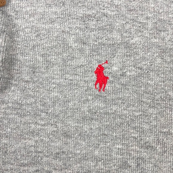 Polo Ralph Lauren Mens Quarter Zip Pullover Heather Grey Red Pony Logo Size M - Picture 4 of 8